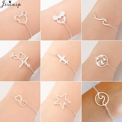 Jisensp Stainless Steel Mickey Bracelets for Women