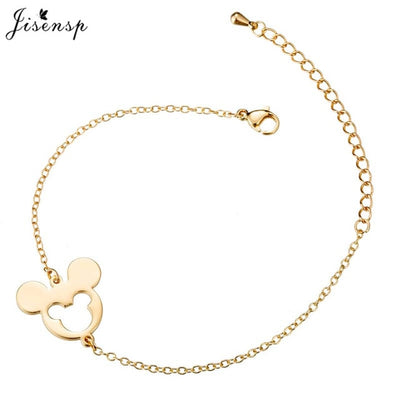 Jisensp Stainless Steel Mickey Bracelets for Women