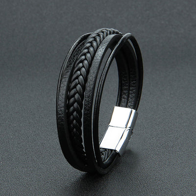 Leather Bracelets & Bangles in Black and Brown Color with Magnetic Elegent Bracelet for Man