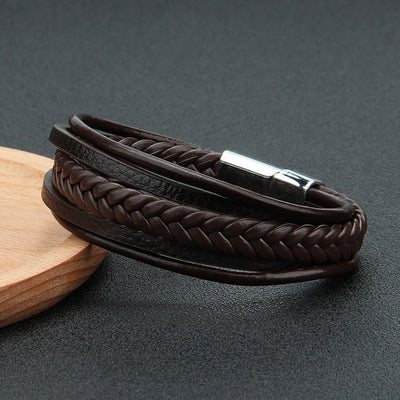 Leather Bracelets & Bangles in Black and Brown Color with Magnetic Elegent Bracelet for Man