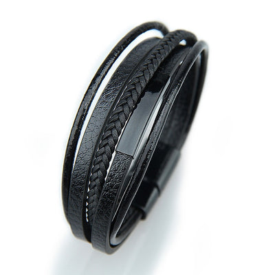 Leather Bracelets & Bangles in Black and Brown Color with Magnetic Elegent Bracelet for Man