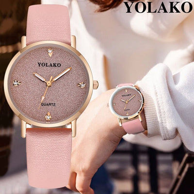 YOLAKO Women's Watch Fashion Luxury Leather Starry Sky