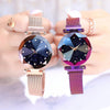 Luxury ladies watch magnet stainless steel mesh with starry fashion diamond