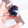 Luxury ladies watch magnet stainless steel mesh with starry fashion diamond