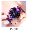 Luxury ladies watch magnet stainless steel mesh with starry fashion diamond