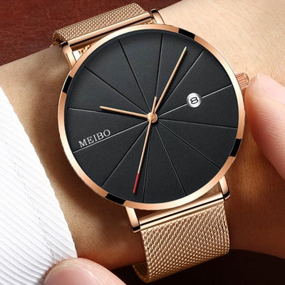 Mens Watches Business Leisure Quartz WristWatch Stainless Steel