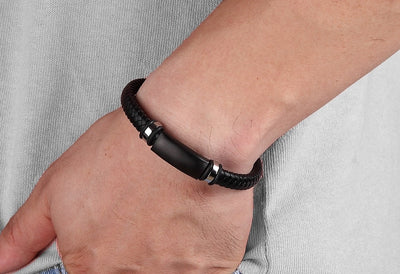 Stainless Steel Accessories Genuine Leather Bracelet For Men