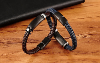 Stainless Steel Accessories Genuine Leather Bracelet For Men