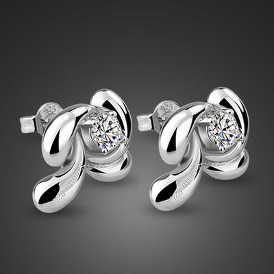 Women Girls Errings zircon flower Three-dimensional Erring