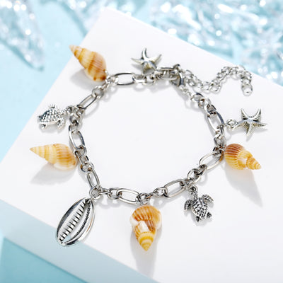 Boho Ocean Beach Chain Anklet Sea Shell Starfish Turtle Charm  Anklet for Women