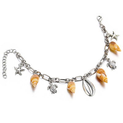 Boho Ocean Beach Chain Anklet Sea Shell Starfish Turtle Charm  Anklet for Women