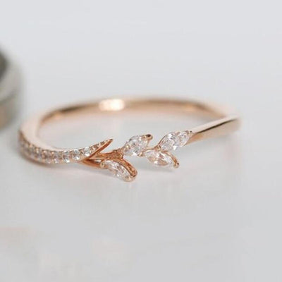 Leaf Crystal Engagement Rings Women's