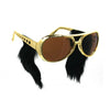 Gold Frame Classic Elvis Glasses with Sideburns