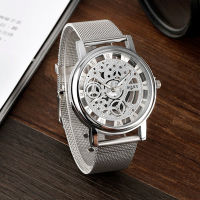 Fashion SOXY Watch Silver & Golden Luxury Hollow Steel Watches Men