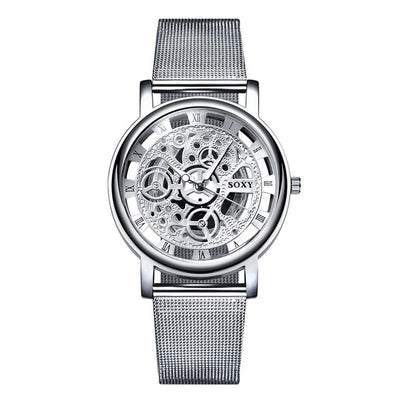 Fashion SOXY Watch Silver & Golden Luxury Hollow Steel Watches Men