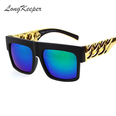 LongKeeper Fashion Gold Metal Chain Kim Kardashian Beyonce Sunglasses Vintage Hip Hop