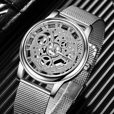 Fashion SOXY Watch Silver & Golden Luxury Hollow Steel Watches Men