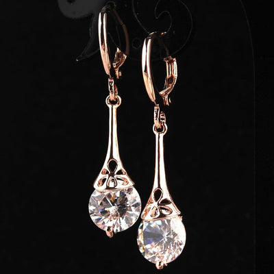 White CZ Stone Crystal Pierced Dangle Drop Earrings