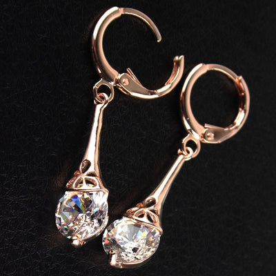 White CZ Stone Crystal Pierced Dangle Drop Earrings