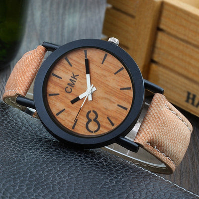 Fashion Luxury Imitation Wood Grain Watch Men