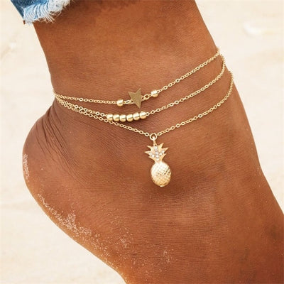 Boho Opal Female Anklets Barefoot Crochet Sandals