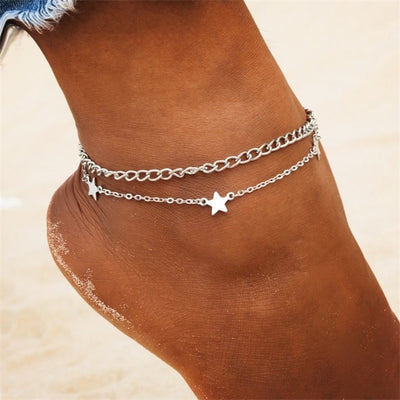 Boho Opal Female Anklets Barefoot Crochet Sandals