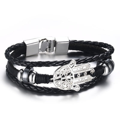 Vnox Lucky Vintage Men's Leather Bracelet Playing Cards