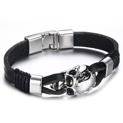 Vnox Lucky Vintage Men's Leather Bracelet Playing Cards