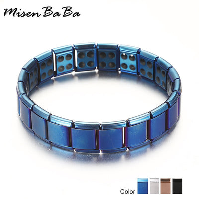 New 4 Color Blue Stainless Steel Chains Health Energy Balance Germanium Magnetic Bracelet For Men