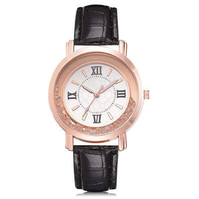 New ladies watch Rhinestone Leather Bracelet Wristwatch Women