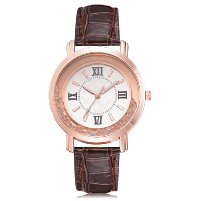 New ladies watch Rhinestone Leather Bracelet Wristwatch Women