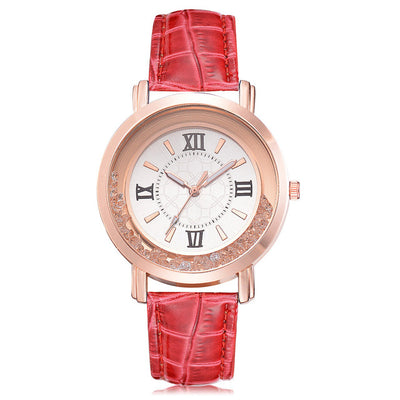 New ladies watch Rhinestone Leather Bracelet Wristwatch Women