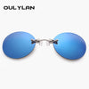 Oulylan Matrix Morpheus Round Rimless Sunglasses Men