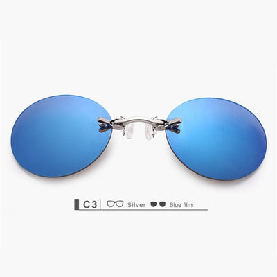 Oulylan Matrix Morpheus Round Rimless Sunglasses Men