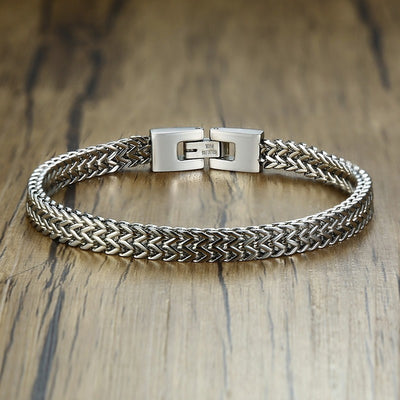 Stylish Stainless Steel Silverly Bali Foxtail Chain Bracelet for Men