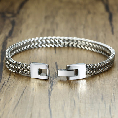 Stylish Stainless Steel Silverly Bali Foxtail Chain Bracelet for Men