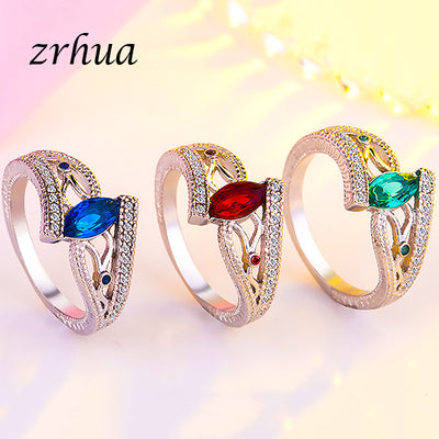 ZRHUA Ladies 925 Sterling Silver Finger Rings for Women