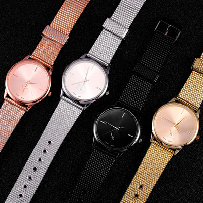 Fashion Alloy Belt Mesh Watches Unisex Women