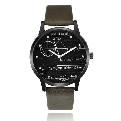 Miler Mens watch leather quartz Mathe matical formula prints fashion wrist watch men