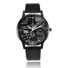 Miler Mens watch leather quartz Mathe matical formula prints fashion wrist watch men