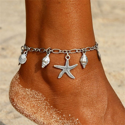 Multi Layer Star Pendant Anklet