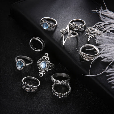 11 Pcs/set Women Boho Carving Flowers