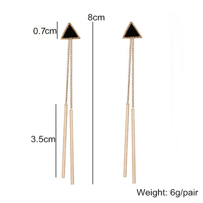 Korea Geometric Triangle Long Tassel Bar Drop Earrings For Women