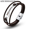 Brown Stainless Steel Guitar Bracelets Black Customized Logo Leather Bracelet  for Men