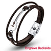 Brown Stainless Steel Guitar Bracelets Black Customized Logo Leather Bracelet  for Men