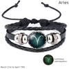 12 Constellation Luminous Bracelet Men Leather Bracelet Charm Bracelets for Men Boys