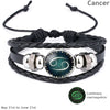 12 Constellation Luminous Bracelet Men Leather Bracelet Charm Bracelets for Men Boys