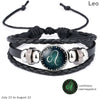 12 Constellation Luminous Bracelet Men Leather Bracelet Charm Bracelets for Men Boys