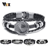 Vnox Lucky Vintage Men's Leather Bracelet Playing Cards