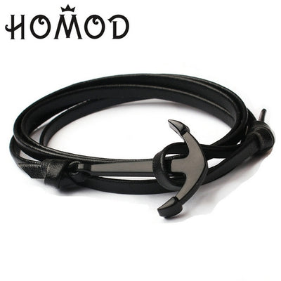 New Fashion Black Color Anchor Bracelets Men